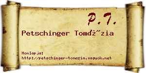 Petschinger Tomázia névjegykártya